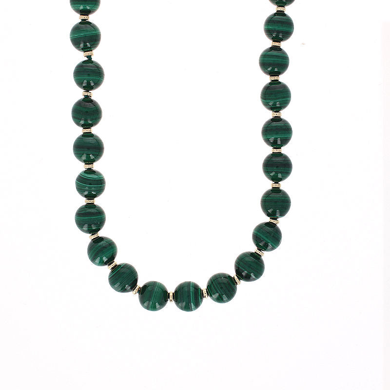 Ladies 14kt Yellow Gold and Malachite Necklace