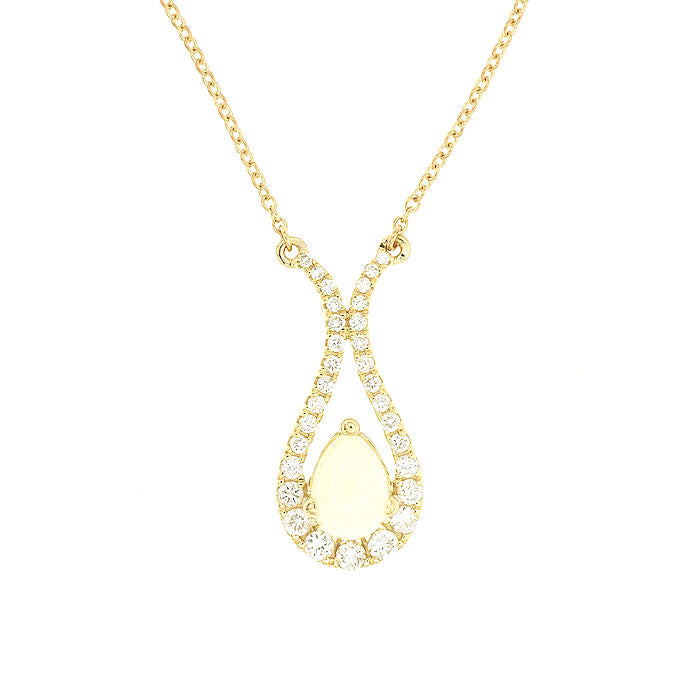 Ladies 14kt Yellow Gold 0.40ct Opal and 0.33cts Diamond Pendant