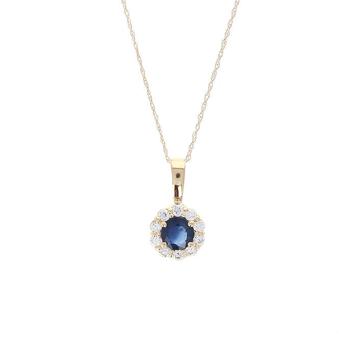 Ladies 14kt Yellow Gold 0.80ct Sapphire and 0.30cts Diamond Pendant