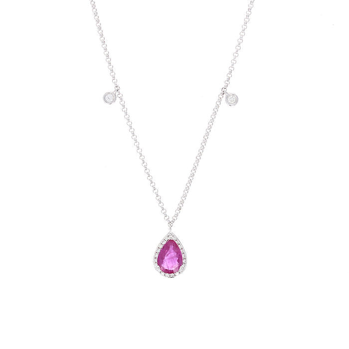 Ladies 14kt White Gold 0.75ct Ruby and 0.12cts Diamond Pendant