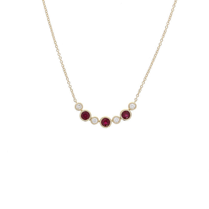 Ladies 14kt Yellow Gold 0.36cts Ruby and 0.10cts Diamond Necklace
