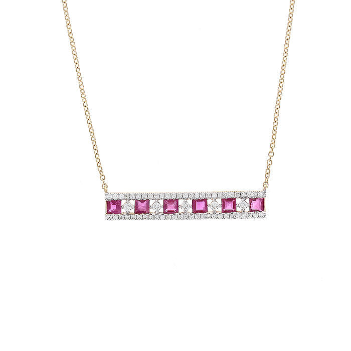 Ladies 14kt Yellow 1.30cts Ruby and 0.40cts Diamond Necklace