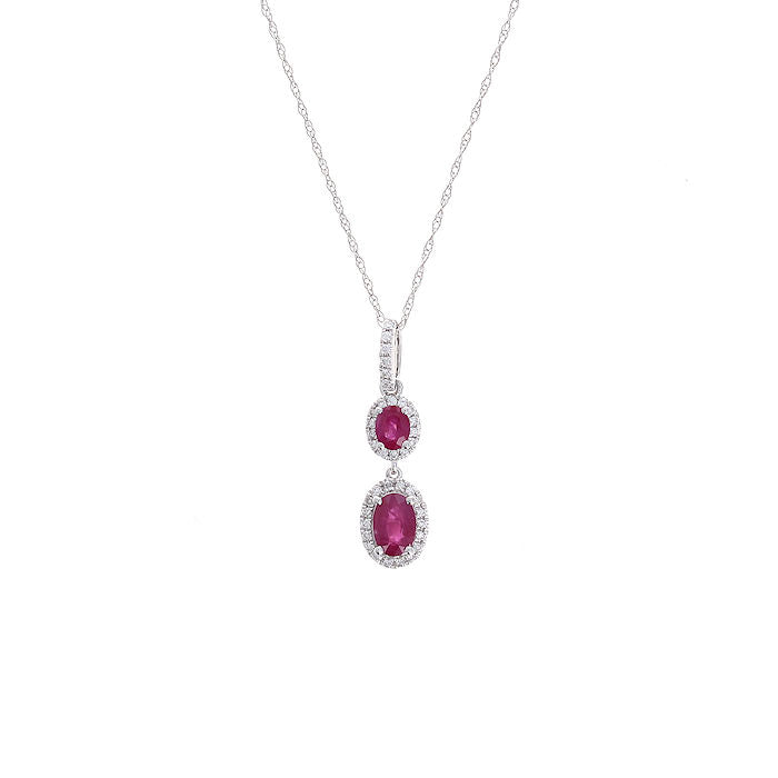 Ladies 14kt White Gold 0.78cts Ruby And 0.14cts Diamond Necklace