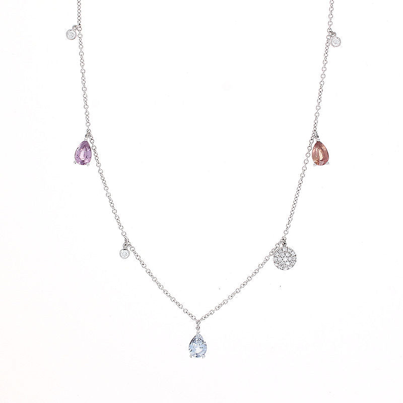 Ladies 14kt White Gold 1.15ct Tourmaline And 0.24cts Diamond Necklace