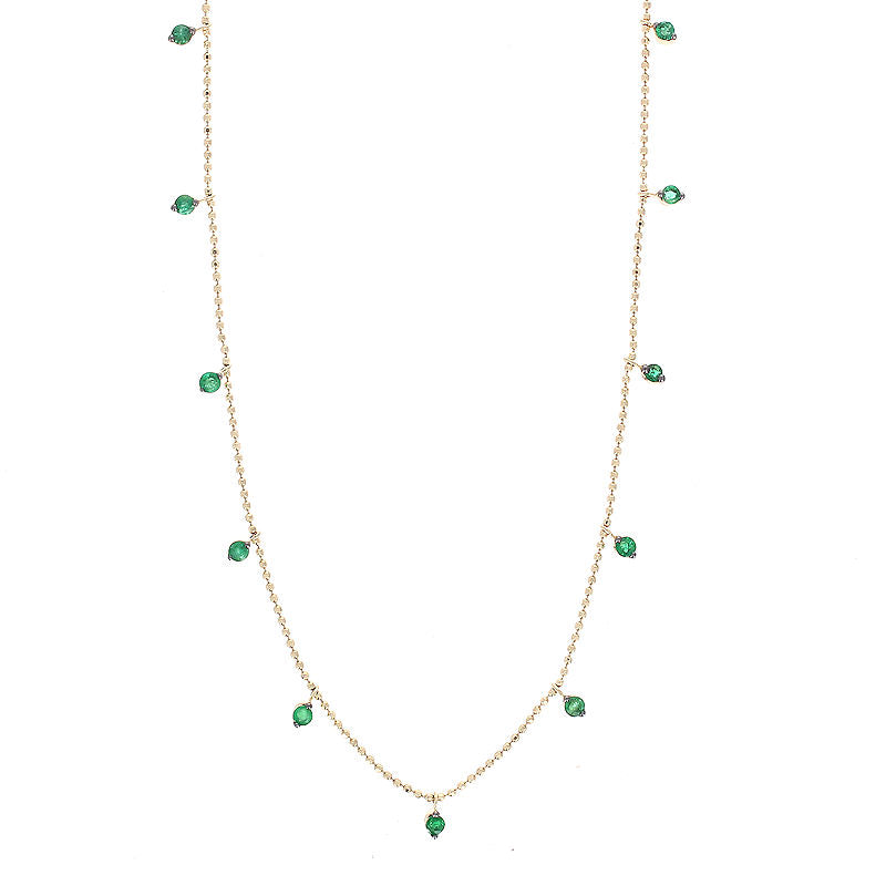 Ladies 14kt Yellow Gold 0.60cts Emerald Necklace