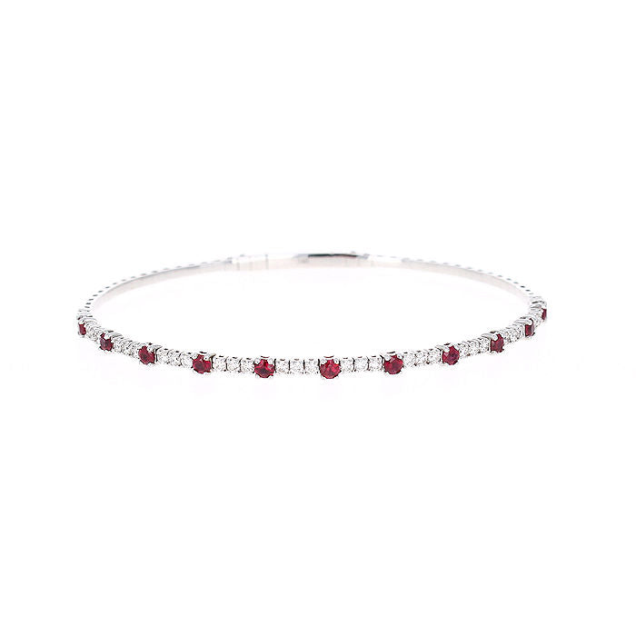 Ladies 14kt White Gold 0.90cts Ruby and 0.63cts Diamond Bracelet