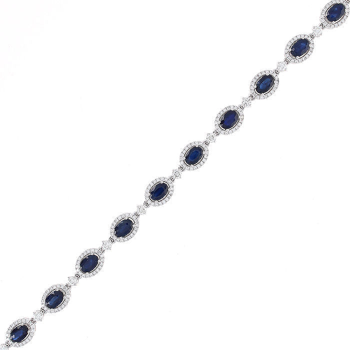 Ladies 14kt White Gold 8.45cts Sapphire and 2.00cts Diamond Bracelet