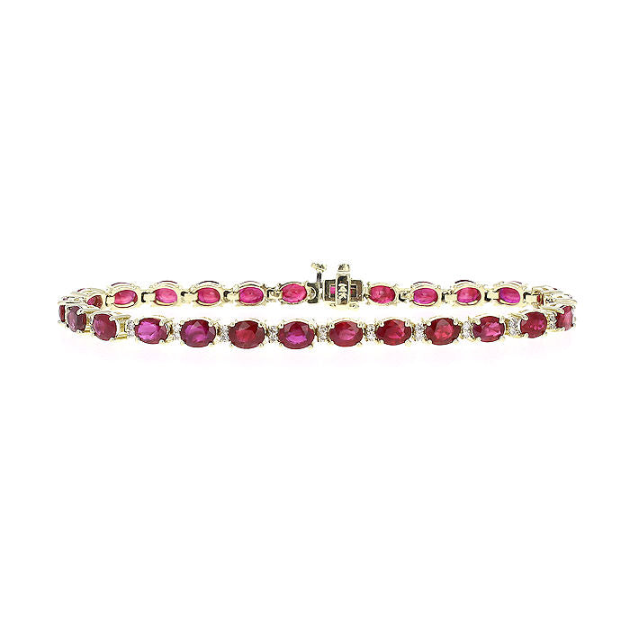 Ladies 14kt Yellow Gold 8.00cts Ruby and 0.52cts Diamond Bracelet