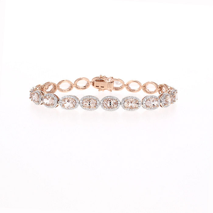 Ladies 14kt Rose Gold 8.00cts Morganite and 1.40cts Diamond Bracelet