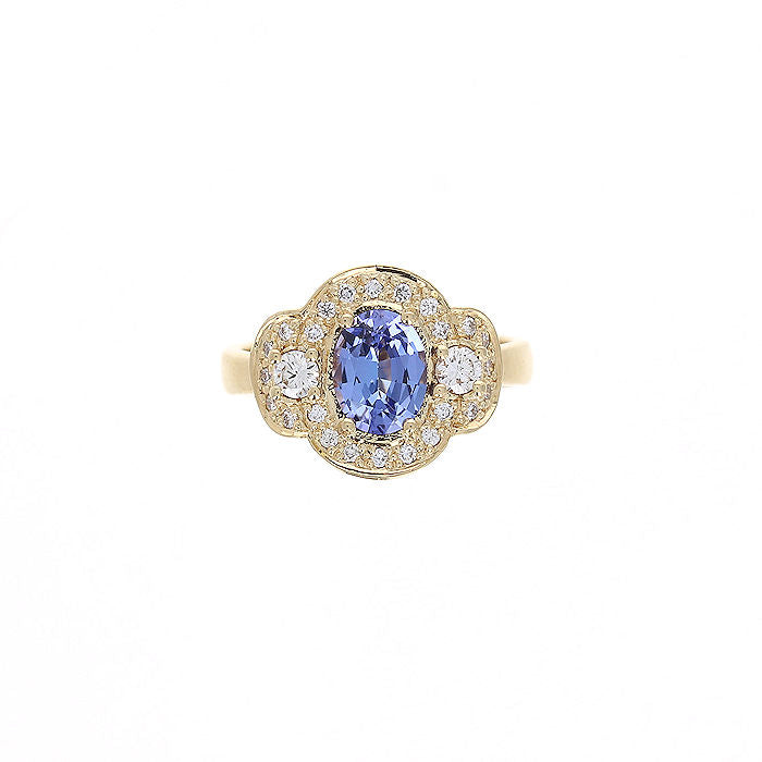 Ladies 14kt Yellow Gold 1.35ct Tanzanite and 0.41cts Diamond Ring
