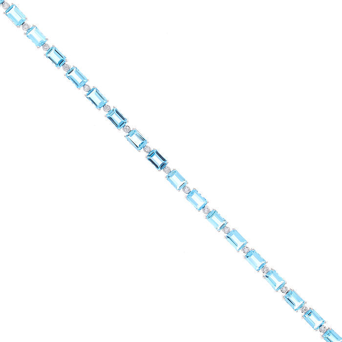 Ladies 14kt White Gold 13.70cts Blue Topaz and 0.15cts Diamond Bracelet