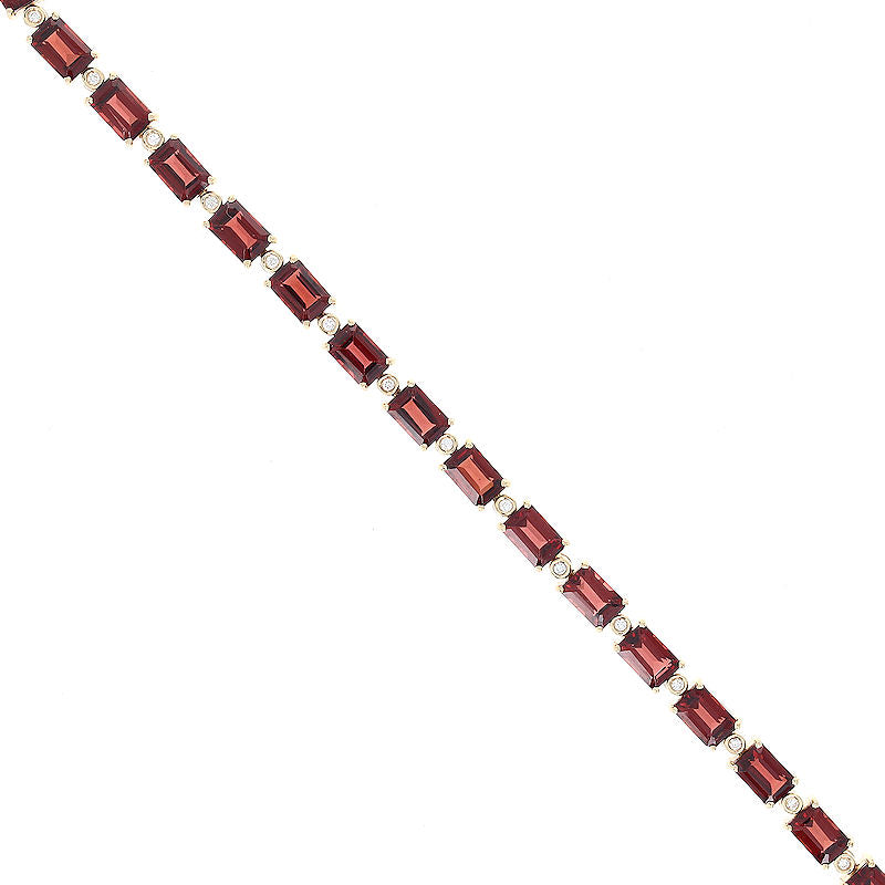 Ladies 14kt Yellow Gold 16.00cts Garnet and 0.16cts Diamond Bracelet