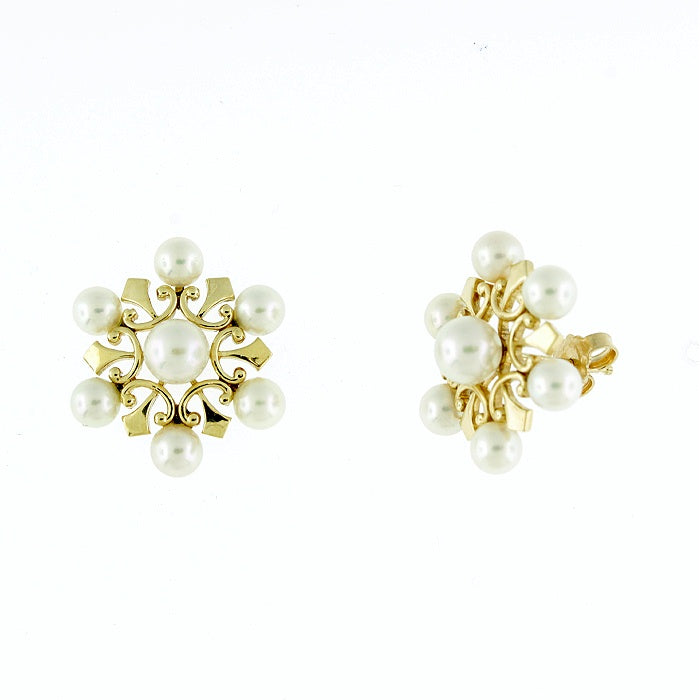 Ladies 14kt Yellow Gold 4.5-5.8mm Pearl Earrings
