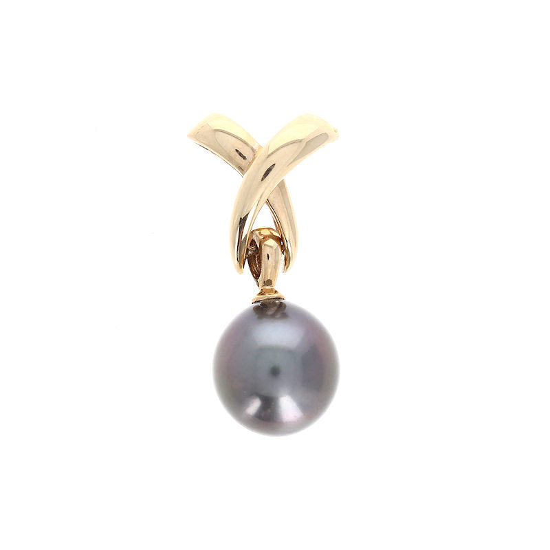 Ladies 14kt Yellow Gold 12.7x11.5mm Tahitian Pearl Pendant