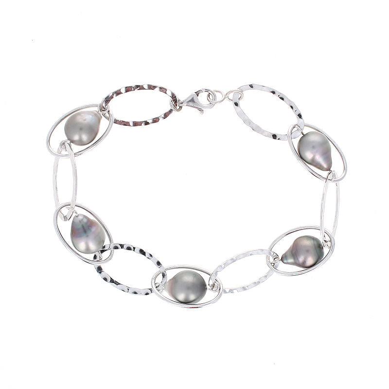 Ladies Sterling Silver Tahitian Pearl Bracelet