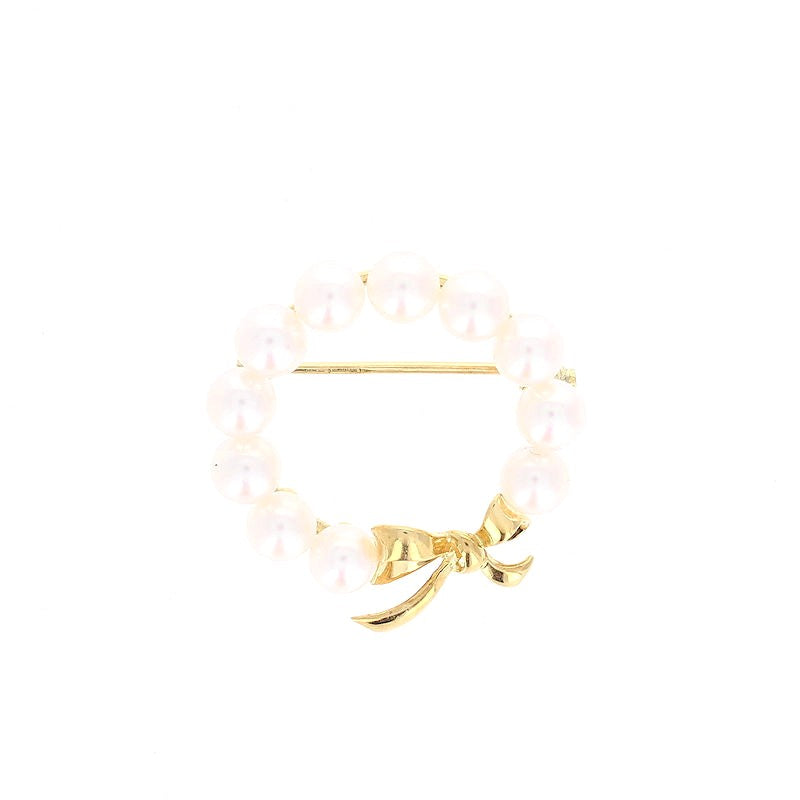 Ladies 18kt Yellow Gold 5.4mm Saltwater Akoya Pearl Brooch
