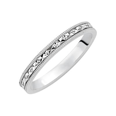 Ladies 14kt White Gold 2.54mm Milgrain Wedding Band