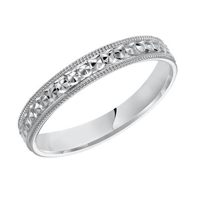 Ladies 14kt White Gold 2.96mm Milgrain Wedding Band