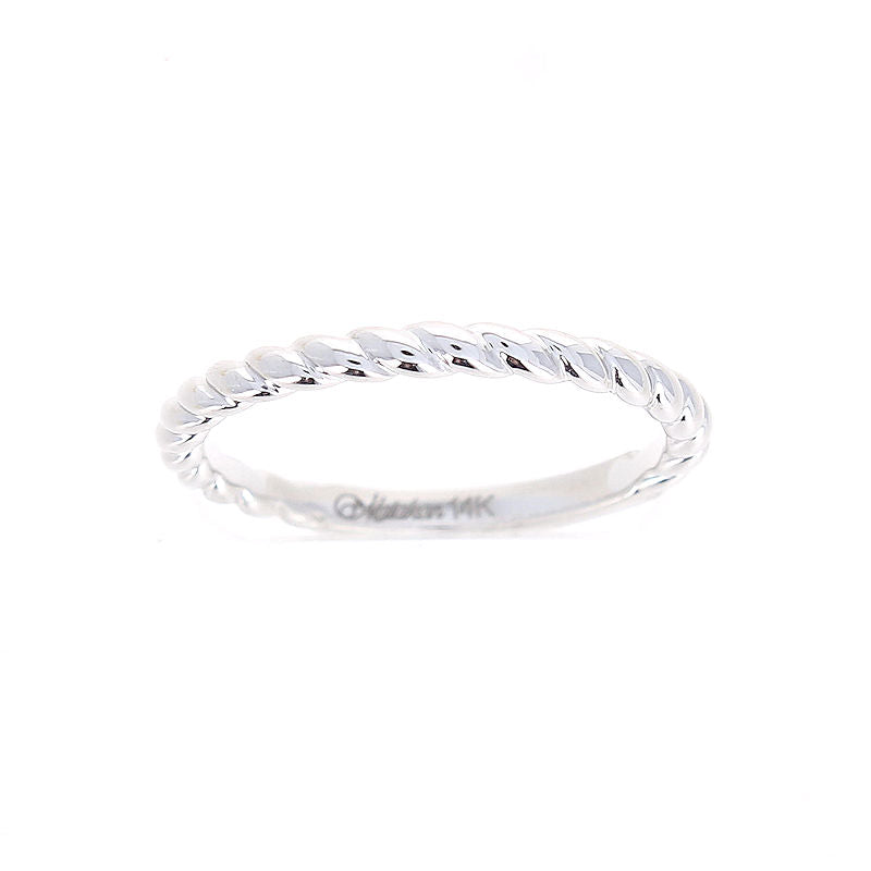 Ladies 14kt White Gold Twist Wedding Band