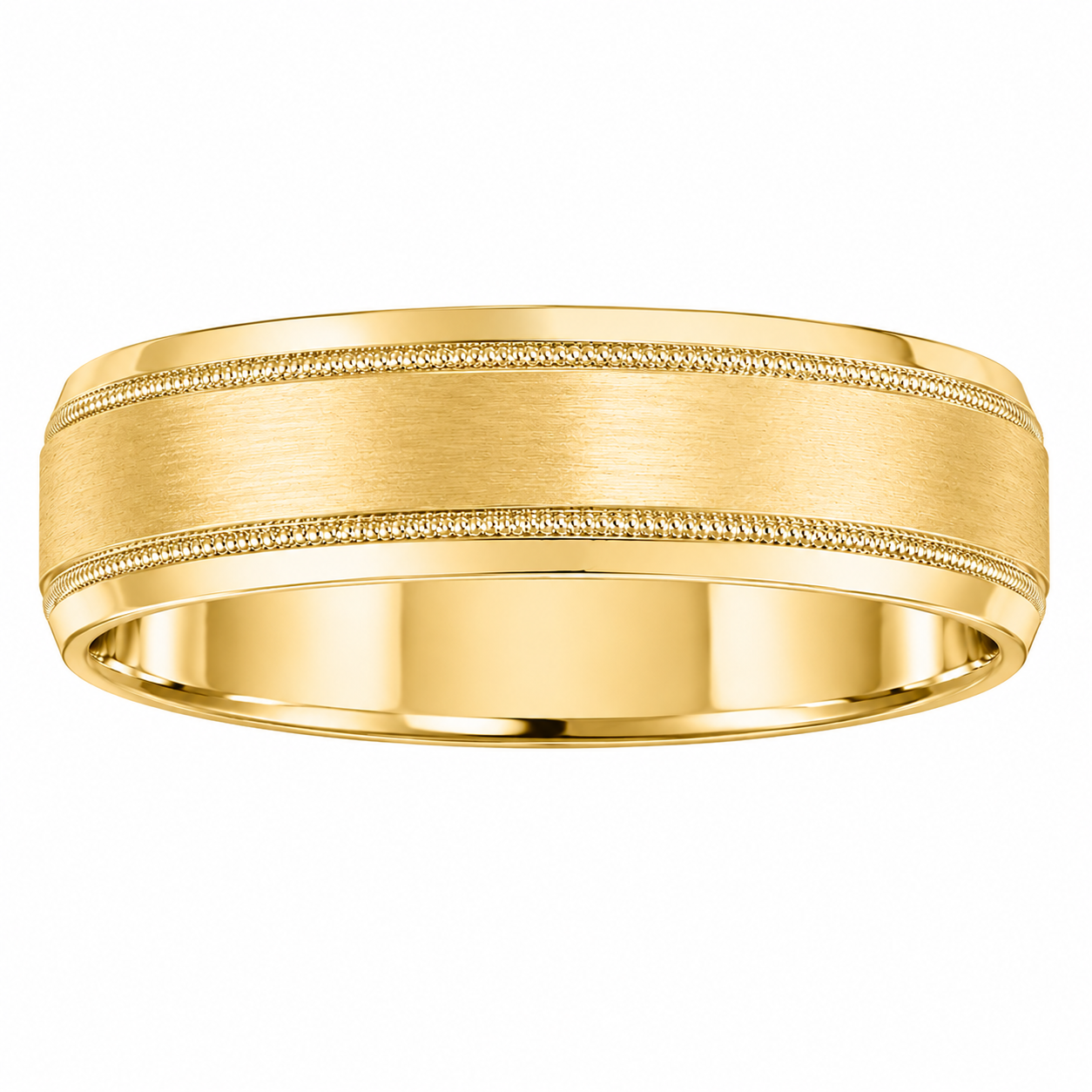 Mens 14kt Yellow Gold 5mm Milgrain Wedding Band