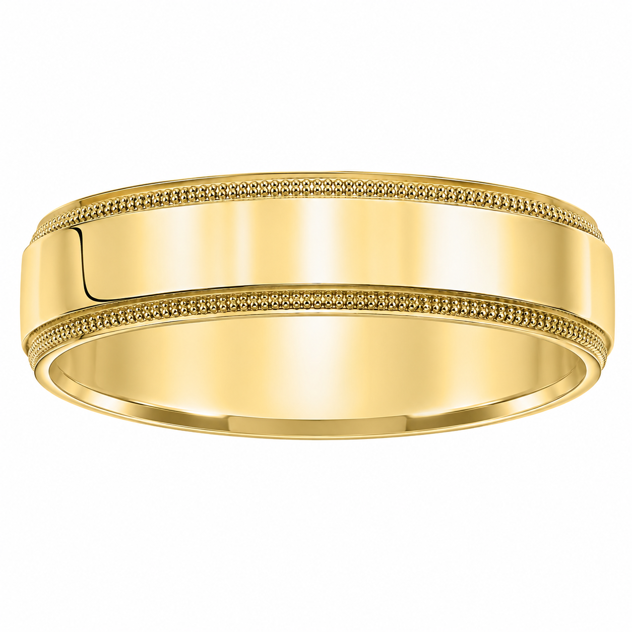 Mens 14kt Yellow Gold 8mm Milgrain Wedding Band