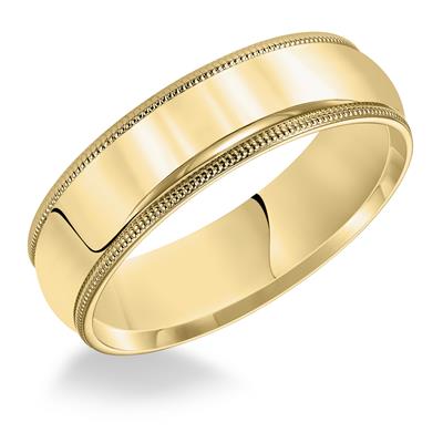 Men's 14kt Yellow Gold Milgrain Wedding Band