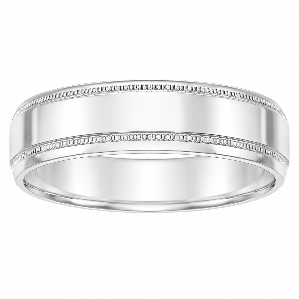 Mens Platinum 6mm Milgrain Wedding Band