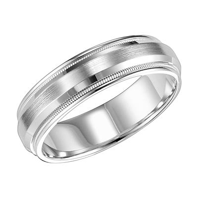 Men's 14kt White Gold 5mm Beveled and Milgrain Wedding Band