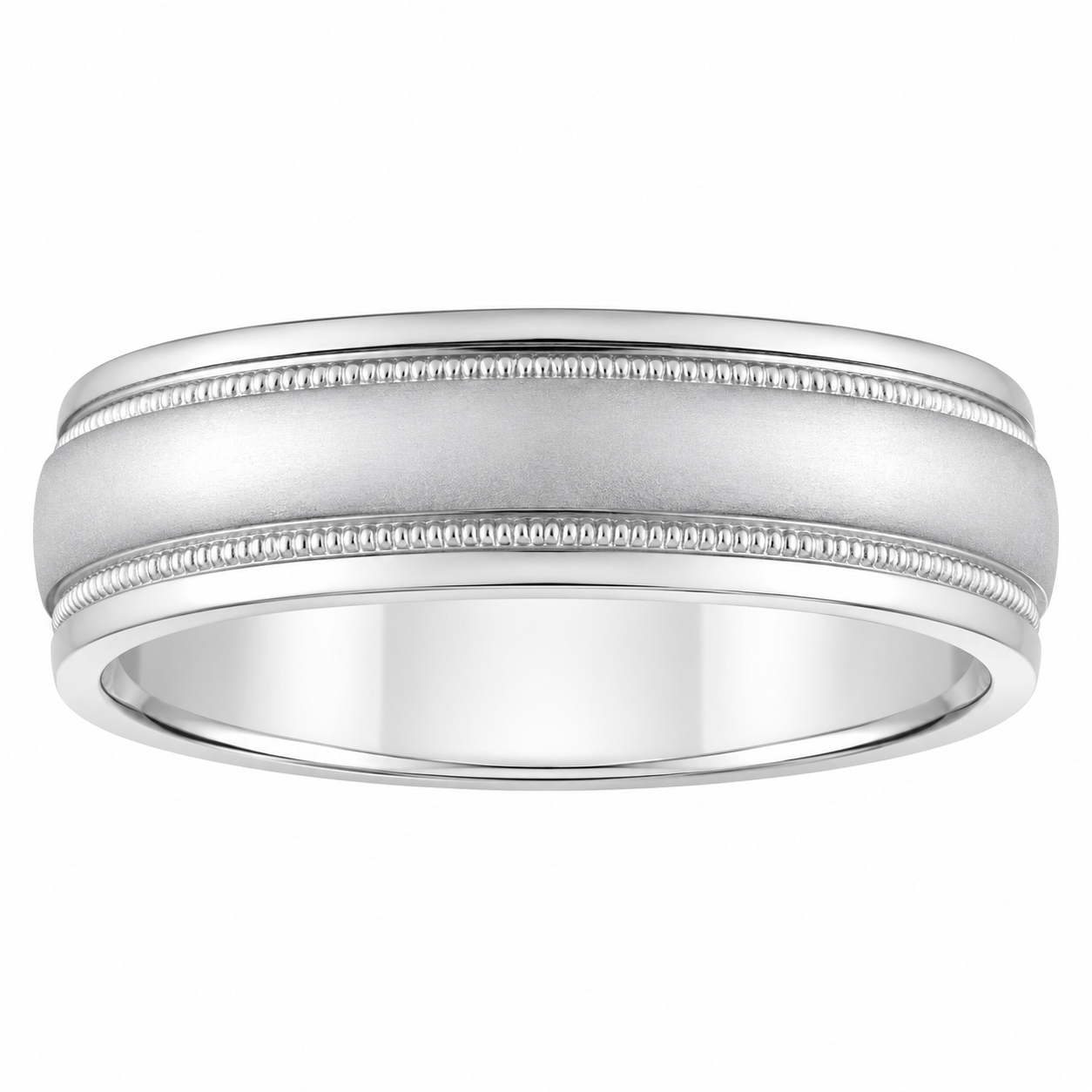 Men's 14kt White Gold 6.5mm Milgrain Wedding Band