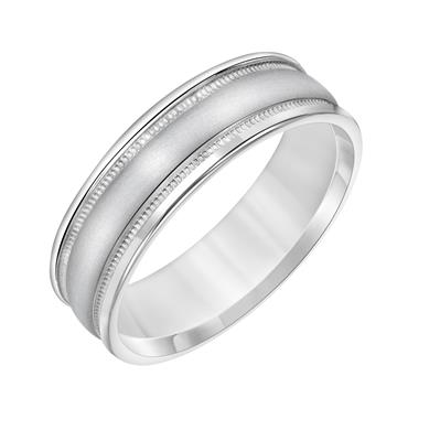 Men's 14kt White Gold 6.52mm Milgrain Wedding Band