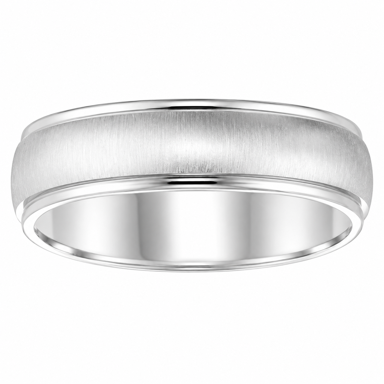 Mens 14kt White Gold 6.5mm Satin Wedding Band