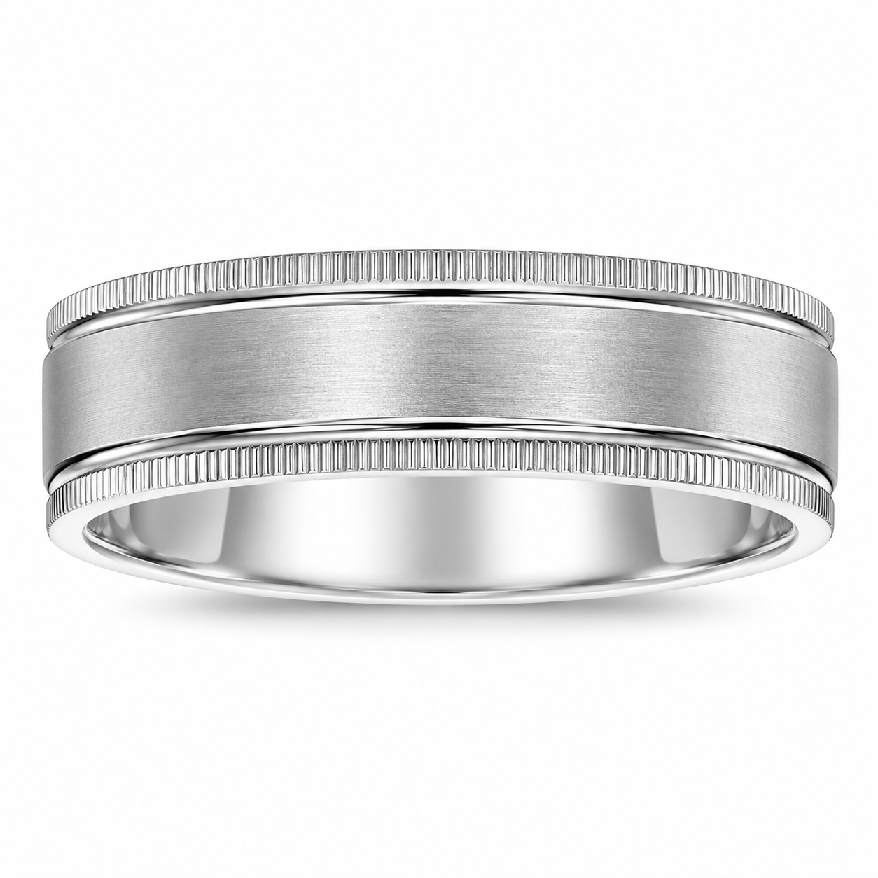 Mens 14kt White Gold 6.5mm Wedding Band