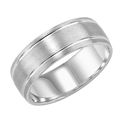 Men's 14kt White Gold 6.9mm Satin Wedding Band