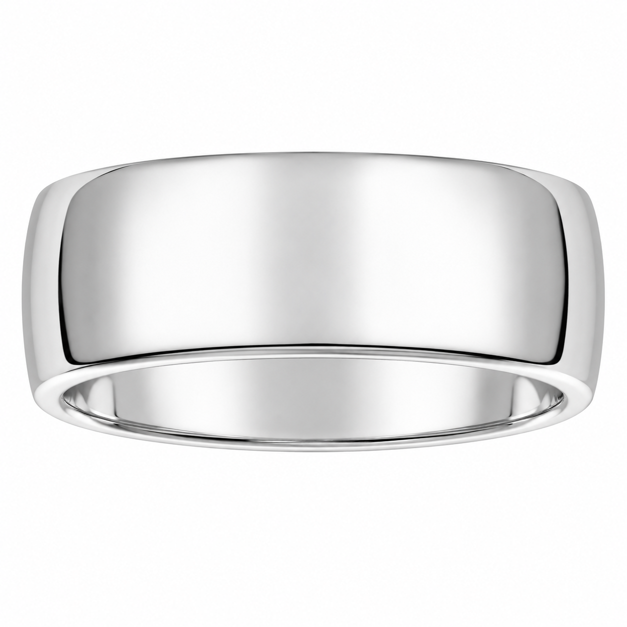 Mens 18kt White Gold 8mm Half-Round Wedding Band