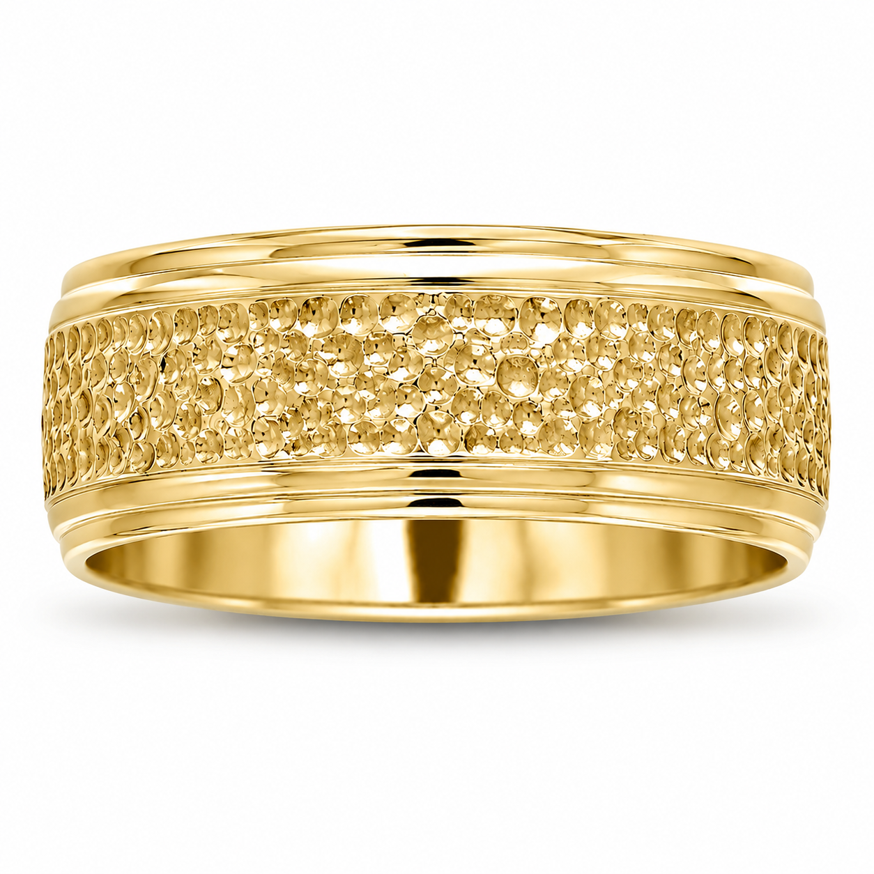 Mens 14kt Yellow Gold 8mm Wedding Band