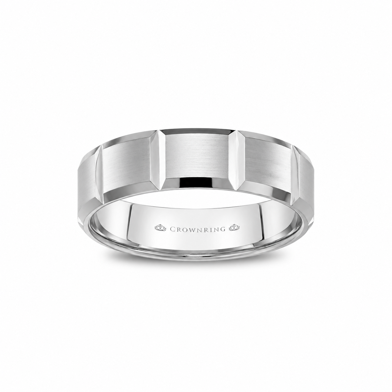 Men's 14kt White Gold 7mm Geometric Wedding Band