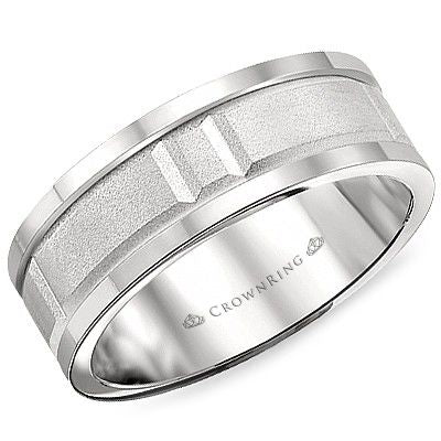 Men's 14kt White Gold 7.94mm Geometric Wedding Band