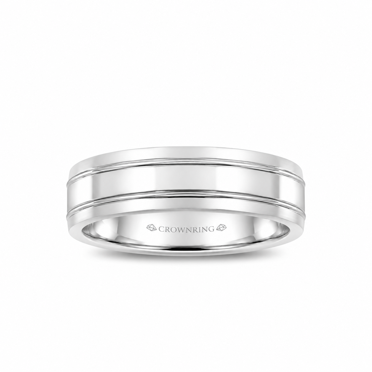 Mens 14kt White Gold 6mm Satin Wedding Band