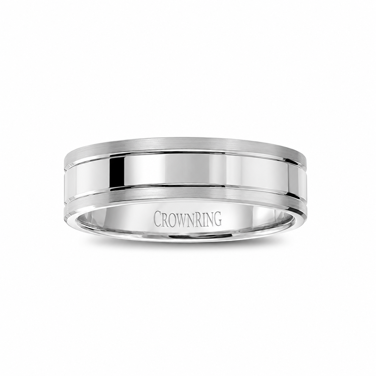 Mens 14kt White Gold 5.88mm Satin Wedding Band
