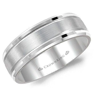 Men's 14kt White Gold 7mm Geometric Wedding Band