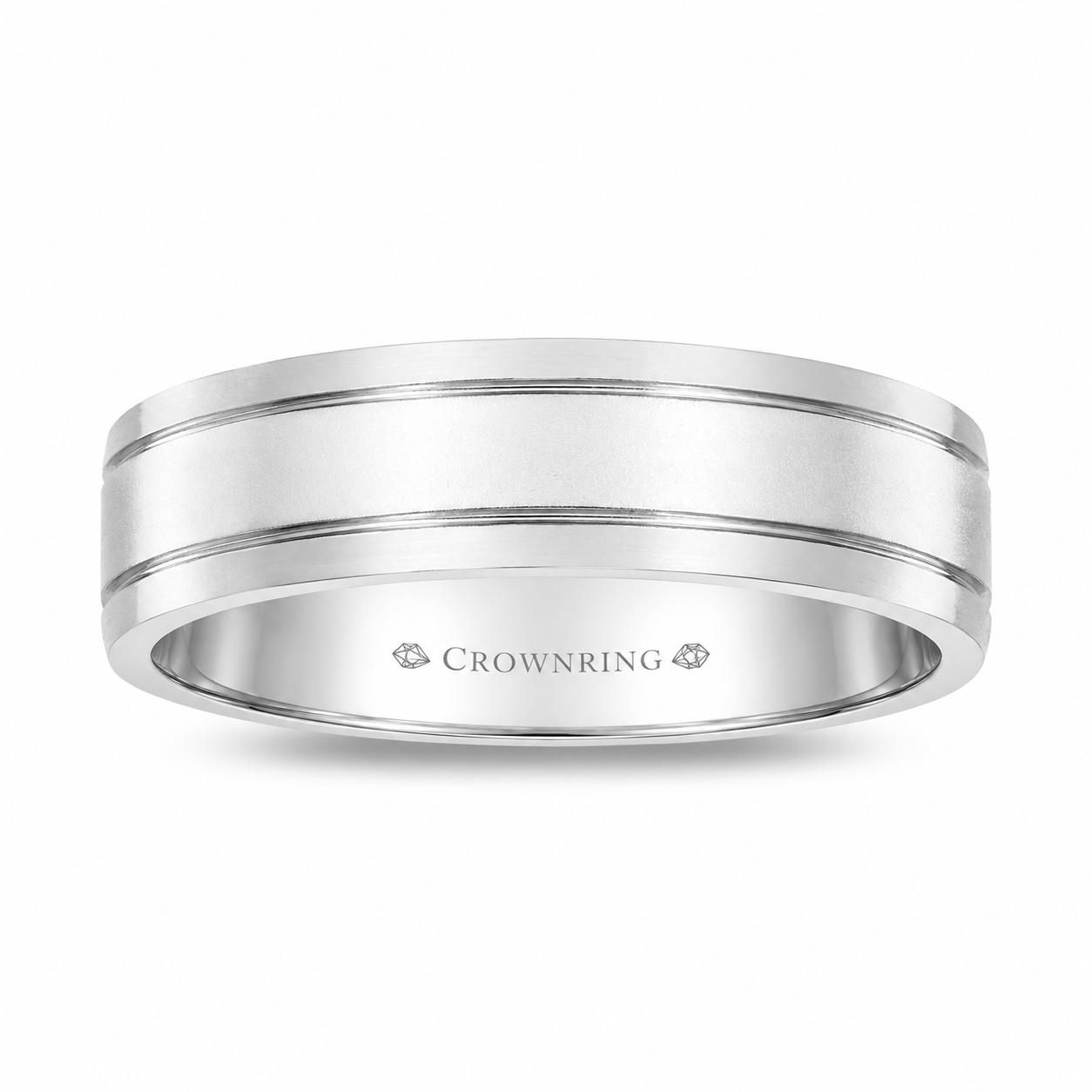 Mens 14kt White Gold 6mm Geometric Wedding Band