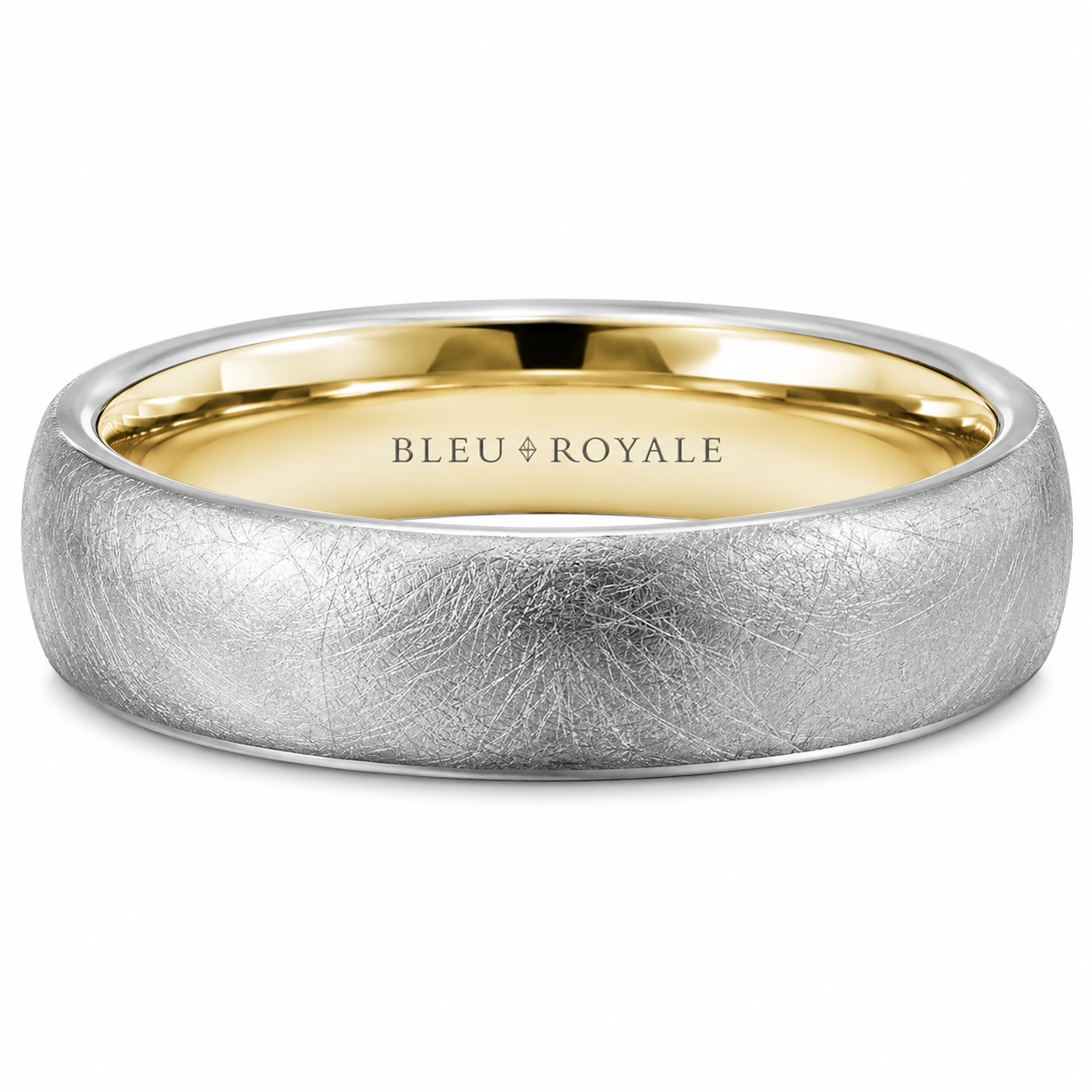 Mens 14kt Two Tone 7.5mm Diamond Brush Wedding Band