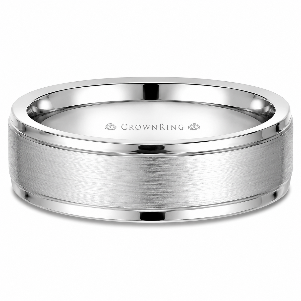 Mens 10kt White Gold 7mm Sandpaper Wedding Band