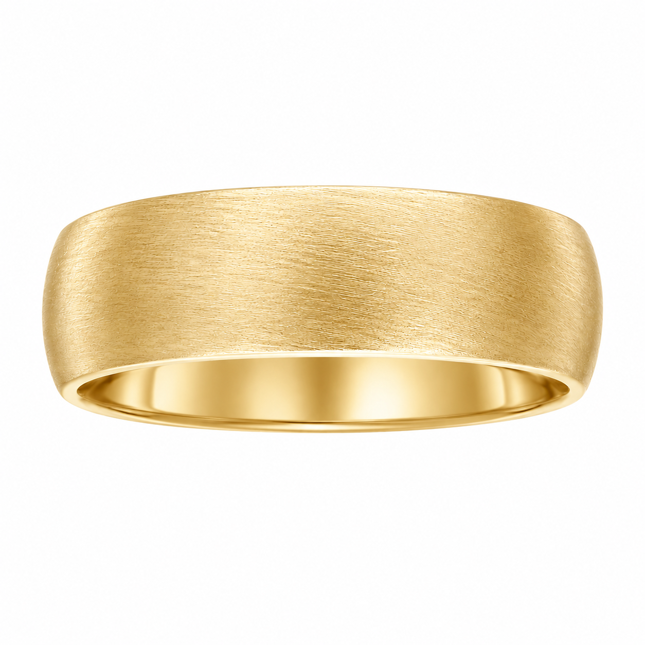 Mens 10kt Yellow Gold 6mm Satin Wedding Band