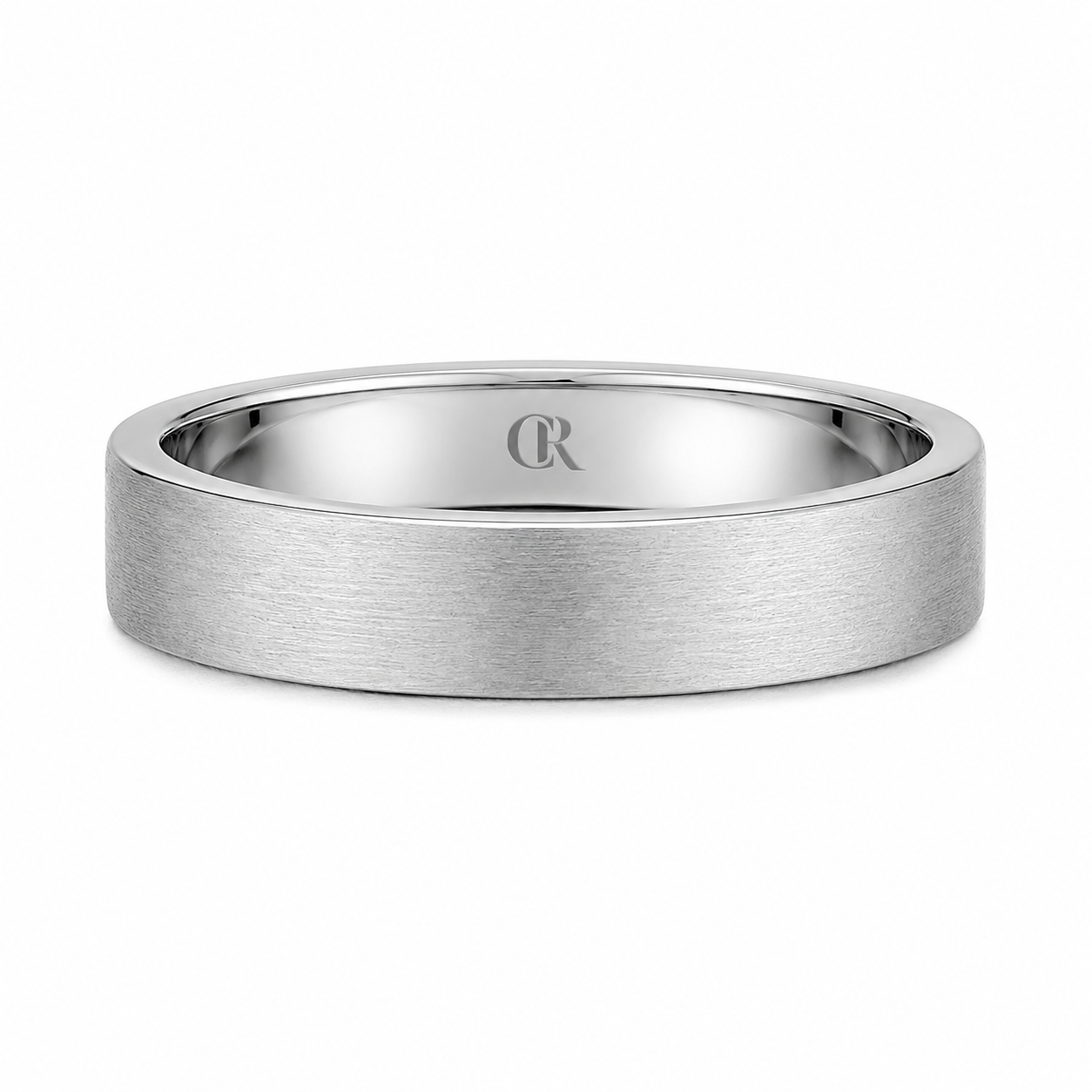 Mens 14kt White Gold 5mm Sandpaper Wedding Band