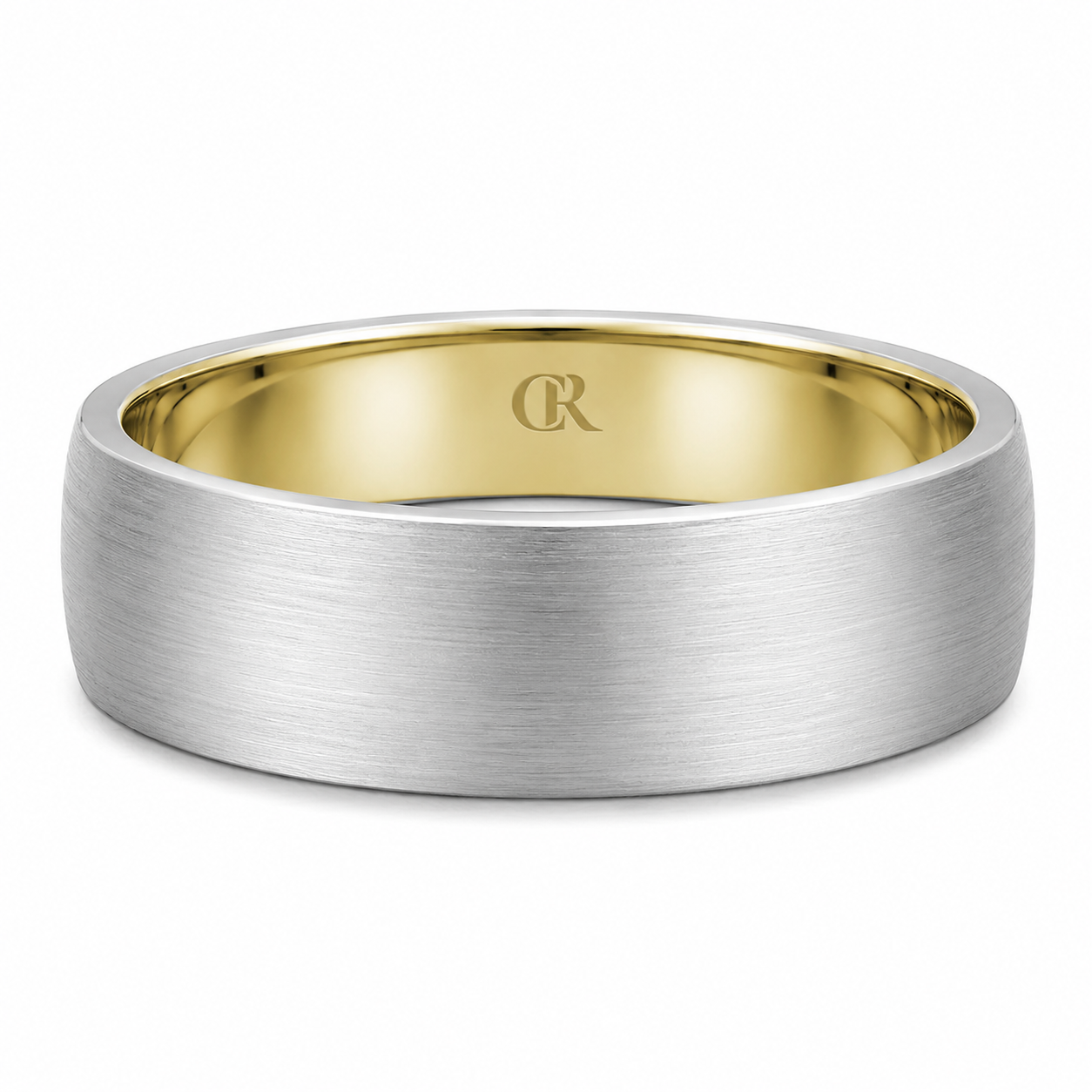 Mens 14kt Two Tone 6mm Sandpaper Wedding Band