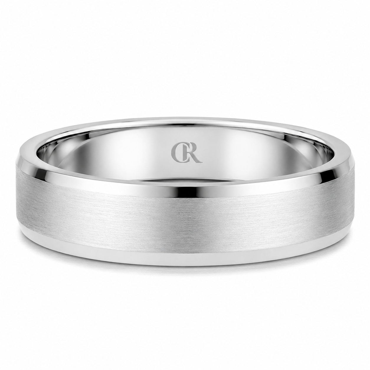Mens 14kt White Gold 6mm Sandpaper Wedding Band