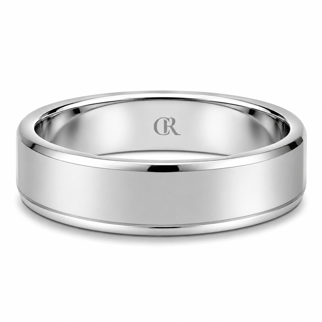 Mens 14kt White Gold 6mm Polished Wedding Band
