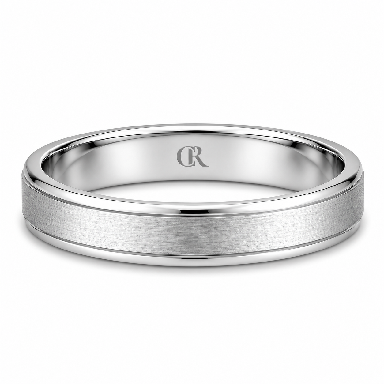 Mens 14kt White Gold 5mm Sandpaper Wedding Band