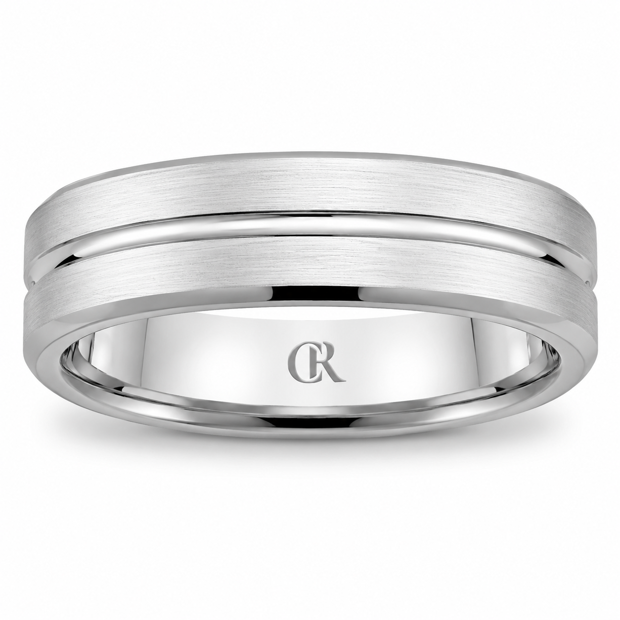 Mens 14kt White Gold 6mm Sandpaper Wedding Band
